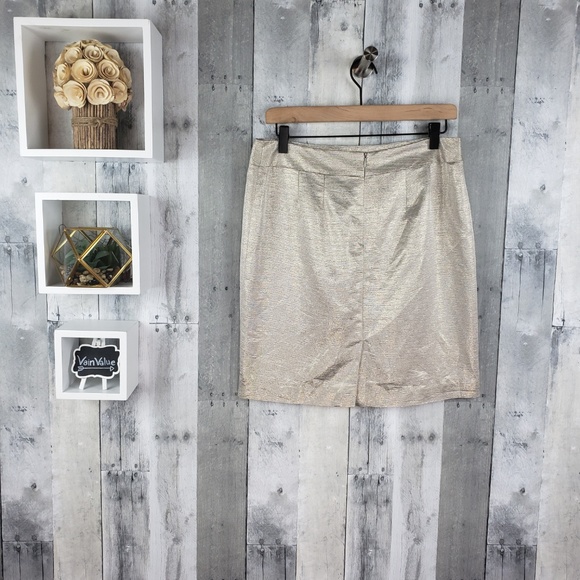 LOFT | Gold Metallic Pencil Skirt - Picture 2 of 5